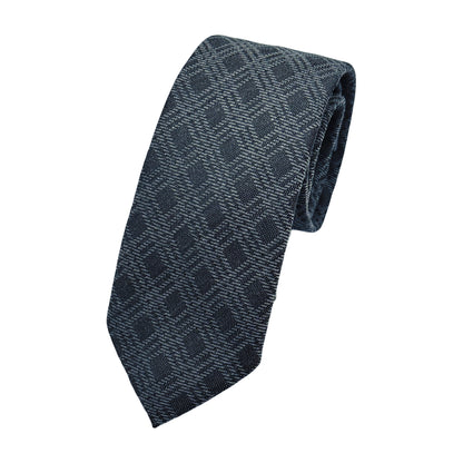 OG0070T OLLYGAN COMO ITALY Italian Mens Wool Blend Check Weave Skinny Neck Ties