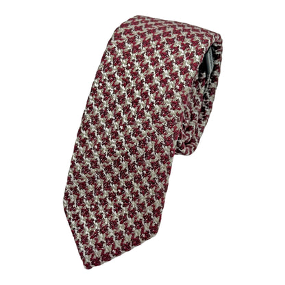 OG0150T OLLYGAN COMO ITALY Italian Mens Wool Blend Heavy Houndstooth Weave Skinny Neck Ties