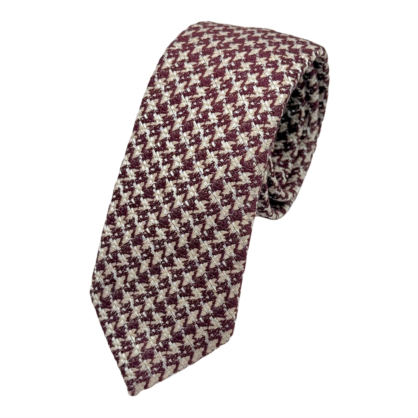 OG0150T OLLYGAN COMO ITALY Italian Mens Wool Blend Heavy Houndstooth Weave Skinny Neck Ties