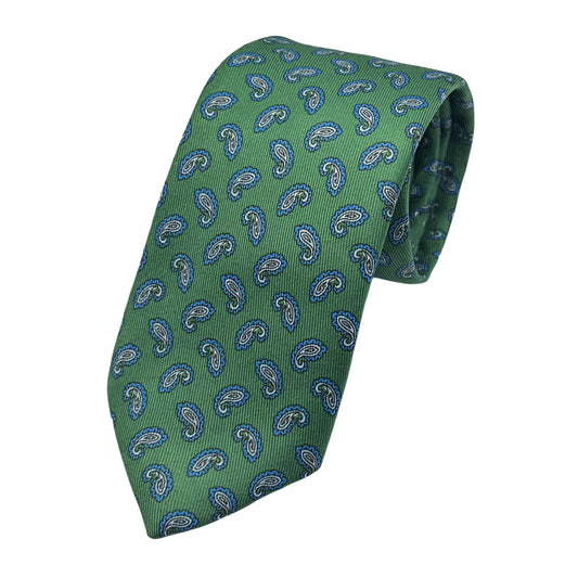 OG0220T OLLYGAN COMO ITALY Italian Mens Luxury Satin Vintage Paisley Weave Skinny Neck Ties