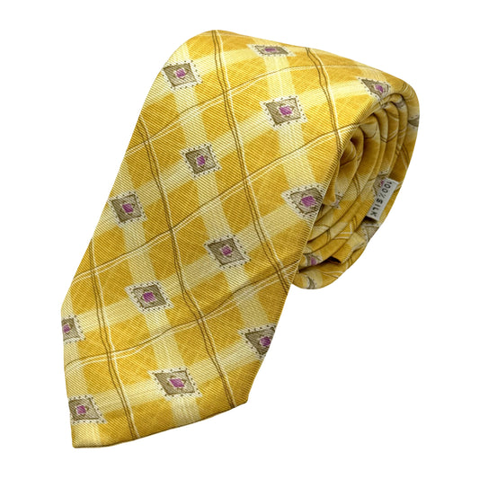 MD060T MARINA D'ESTE COMO ITALY Italian Mens Silk Printed Neck Tie in Check Design