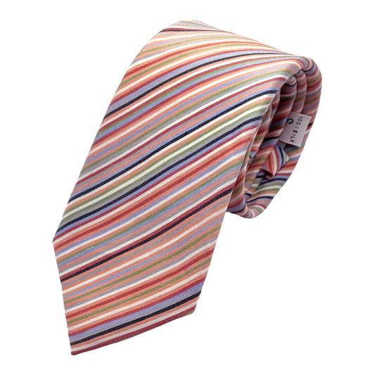 MD070T MARINA D'ESTE COMO ITALY Italian Mens Silk Printed Neck Tie in Striped Design