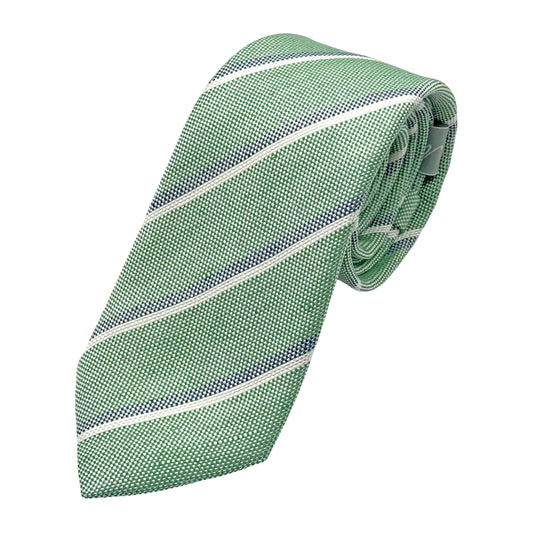 MD080T-1 MARINA D'ESTE COMO ITALY Italian Mens Silk Blend Neck Tie in Textured Striped Weave in Soft Green