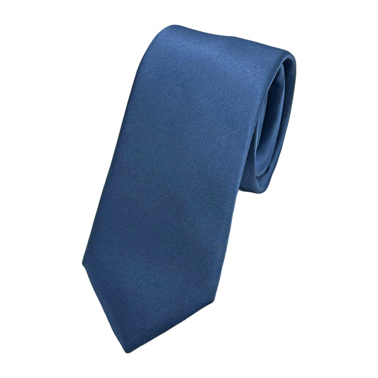 OG0790T-1 OLLYGAN COMO ITALY Italian Mens Luxury Satin Weave Neck Tie in Slate Blue