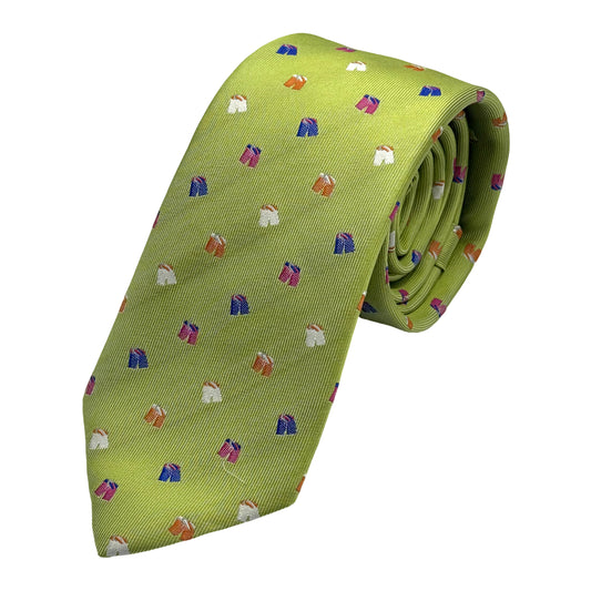 MD130T-1 MARINA D'ESTE COMO ITALY Italian Mens Silk Twill Weave Neck Tie with Motif in Soft Green