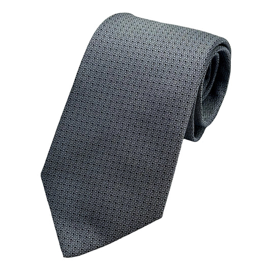 MC8420T-1 MAITRE CHEMISE ITALY Italian Mens Silk Geometric Weave Neck Tie in Mid Grey