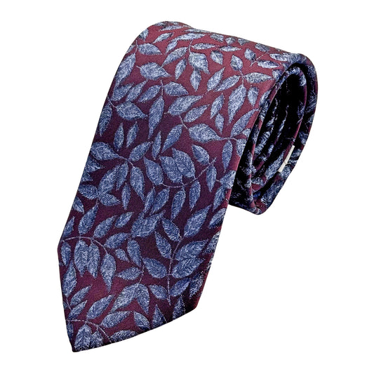 LB230T-1 LAURA BIAGIOTTI ITALY Italian Mens Silk Satin Leaf Weave Neck Tie in Grape