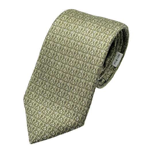 MD240T-1 MARINA D'ESTE COMO ITALY Italian Mens Silk Printed Cello Design Neck Tie in Soft Green