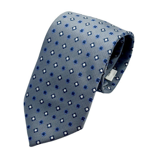 LB260T-1 LAURA BIAGIOTTI ITALY Italian Mens Silk Textured Spotted Weave Neck Tie in Slate Blue