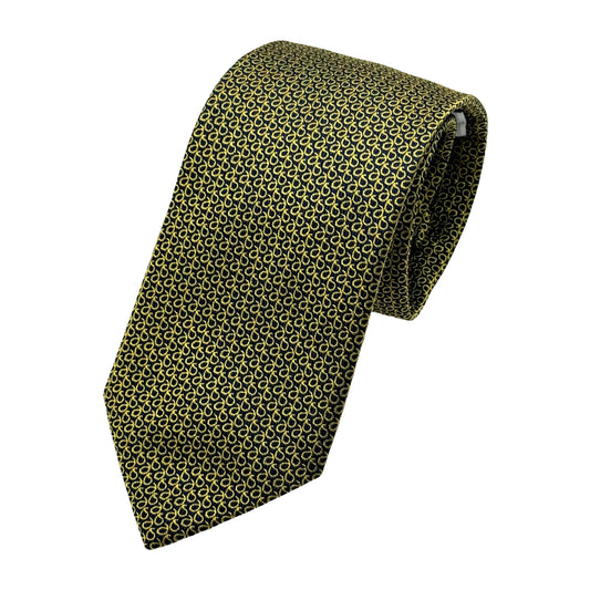 LB270T-1 LAURA BIAGIOTTI ITALY Italian Mens Silk Textured Mini Paisley Weave Neck Tie in Navy/Gold