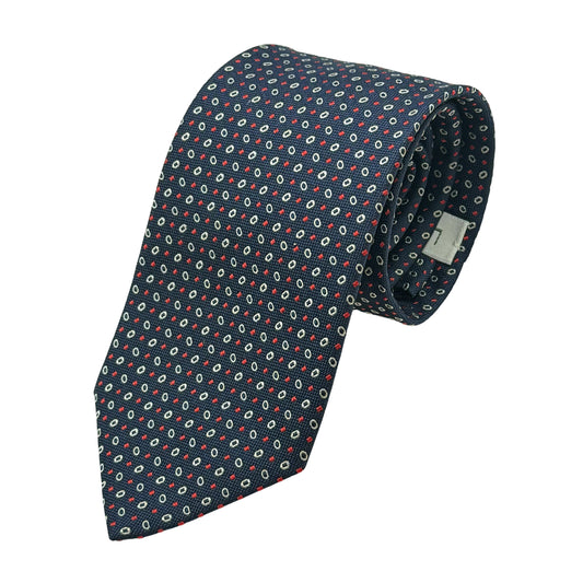 LB280-1 LAURA BIAGIOTTI ITALY Italian Mens Silk Geometric Weave Neck Tie in Navy