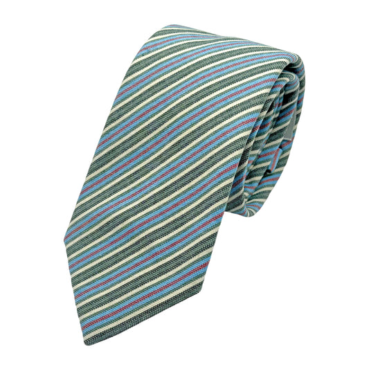 MD310-1 MARINA D'ESTE COMO ITALY Italian Mens Silk Blend Textured Striped Neck Tie in in Soft Green