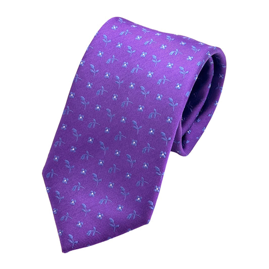 LB320T-1 LAURA BIAGIOTTI ITALY Italian Mens Silk Textured Floral Weave Neck Tie in Purple