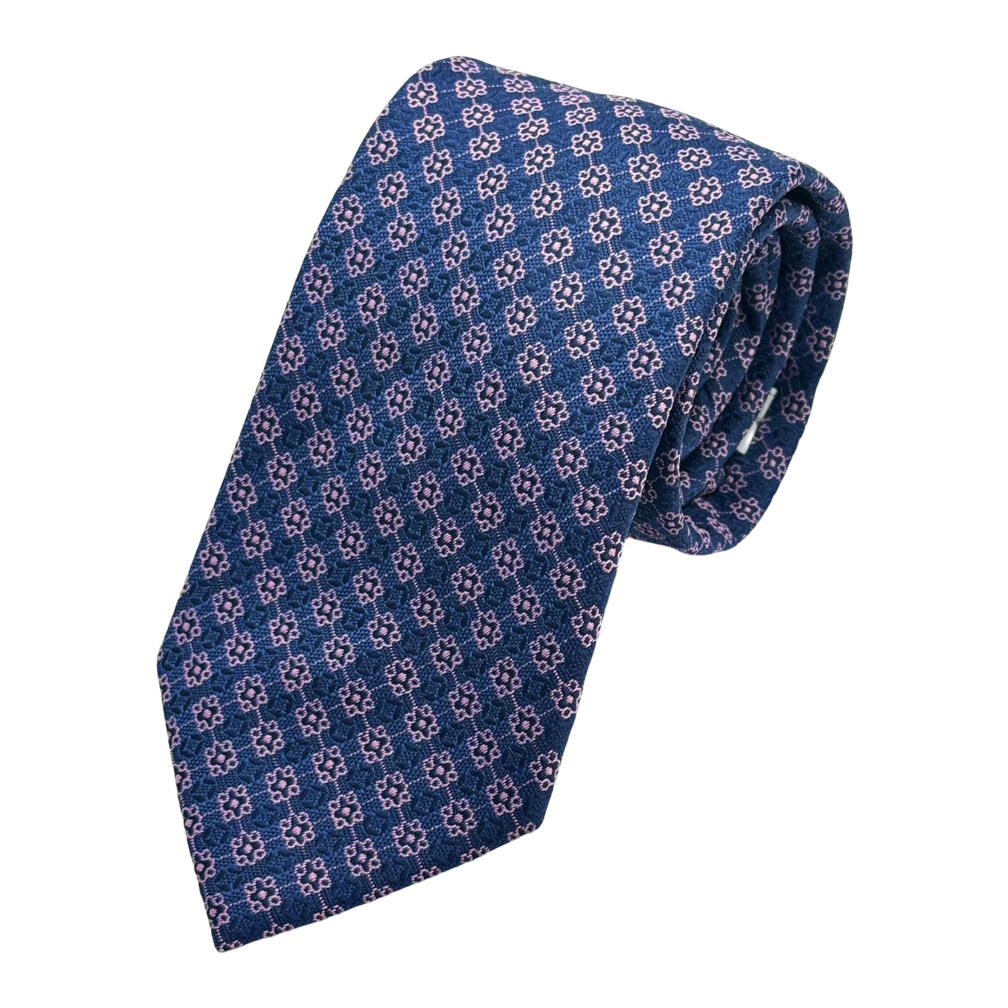 LB410T-1 LAURA BIAGIOTTI ITALY Italian Mens Silk Textured Geometric Weave Neck Tie in Navy/Purple