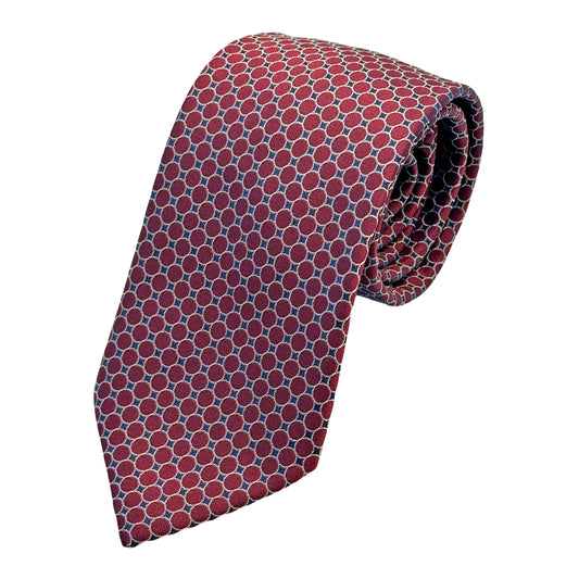 LB420T-1 LAURA BIAGIOTTI ITALY Italian Mens Silk Textured Geometric Weave Neck Tie in Burgundy