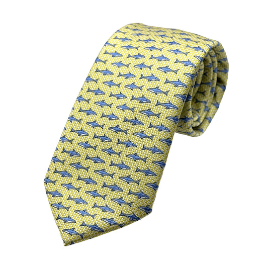 JAS5001T JAMES ADELIN Mens Luxury Microfibre Neck Tie in Textured Weave Shark Motif Design