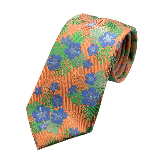 JAS5006T JAMES ADELIN Mens Luxury Microfibre Neck Tie in Horizontal Stripe Weave Floral Design