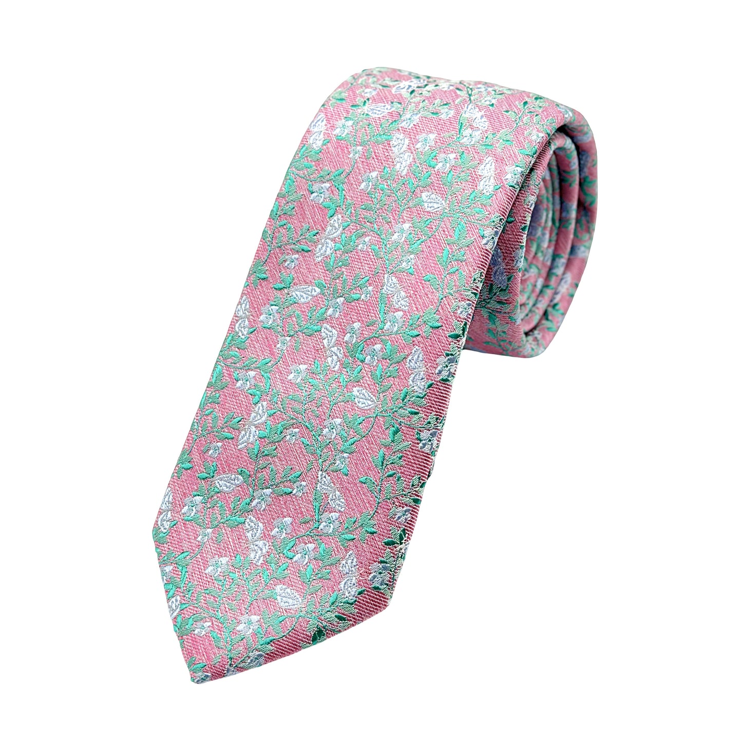 JAS5008T JAMES ADELIN Mens Luxury Microfibre Skinny Neck Tie in Textured Weave Floral Design