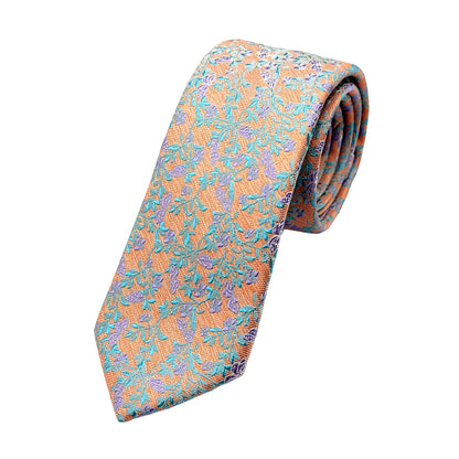 JAS5008T JAMES ADELIN Mens Luxury Microfibre Skinny Neck Tie in Textured Weave Floral Design