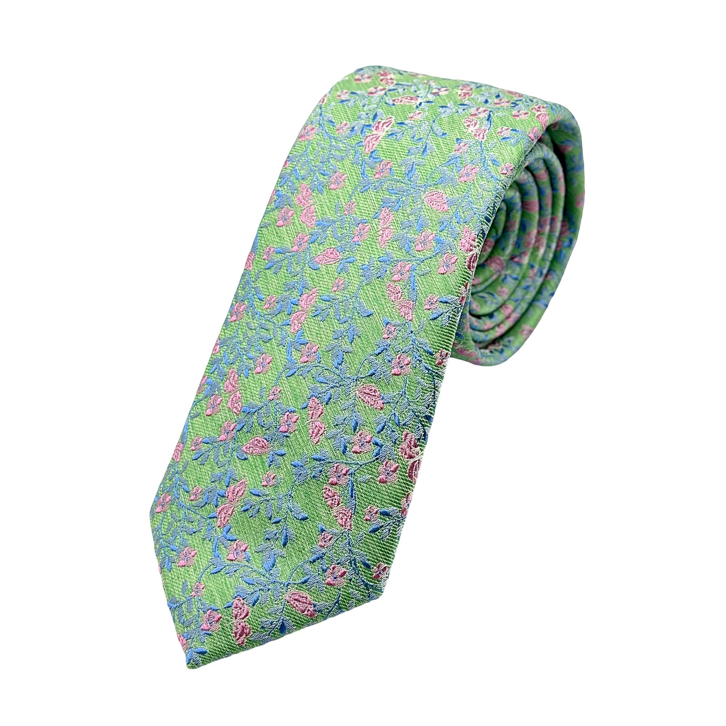 JAS5008T JAMES ADELIN Mens Luxury Microfibre Skinny Neck Tie in Textured Weave Floral Design