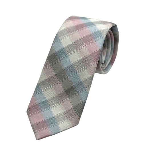 JAS5012T JAMES ADELIN Mens Luxury Microfibre Skinny Neck Tie in Textured Check Weave Design