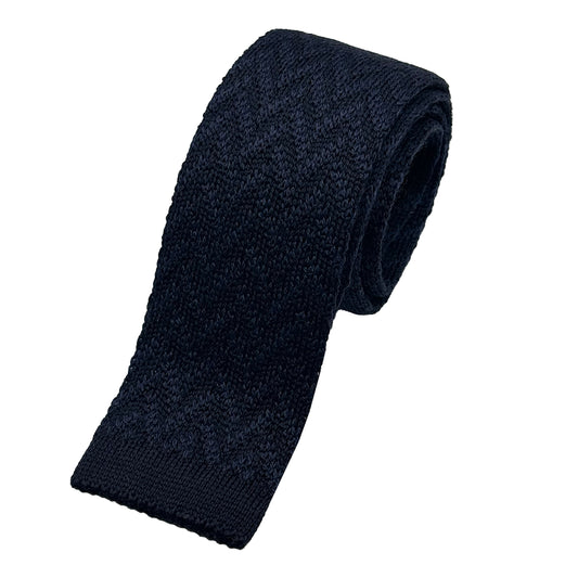 IT511T-1 JAMES ADELIN Mens Italian Knitted Wool Blend Neck Tie in Navy