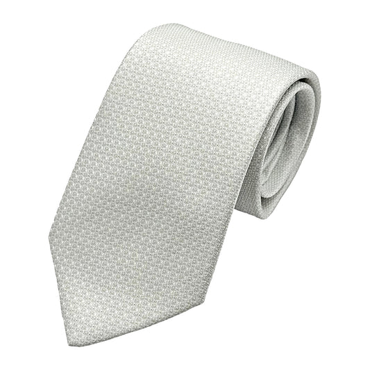 MC8490T-1 MAITRE CHEMISE ITALY Italian Mens Silk Textured Geometric Weave Neck Tie in Light Silver