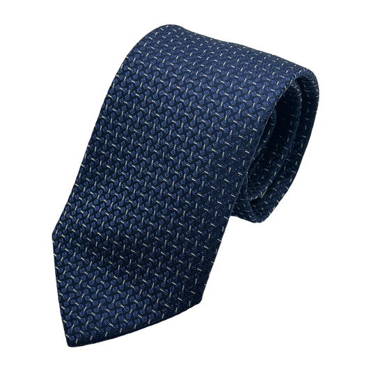 MC8380T-1 MAITRE CHEMISE ITALY Italian Mens Silk Textured Geometric Weave Neck Tie in Navy