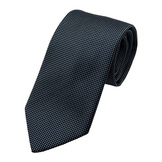 MC8400T-1 MAITRE CHEMISE ITALY Italian Mens Silk Mini Geometric Spotted Weave Neck Tie in Navy