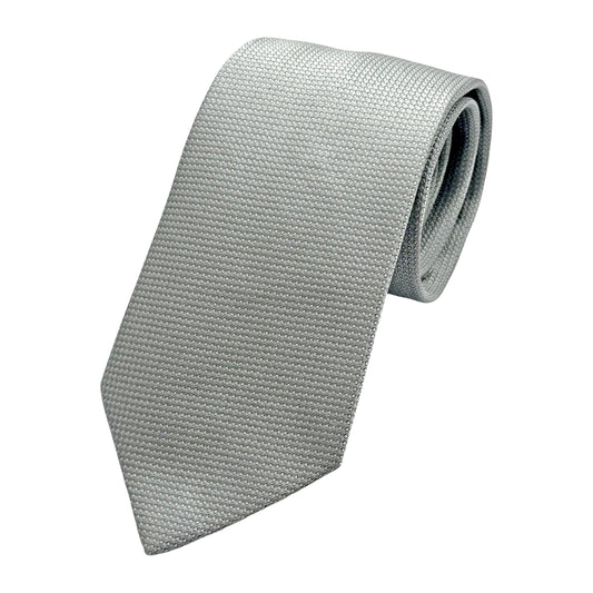 MC8430T-1 MAITRE CHEMISE ITALY Italian Mens Silk Textured Weave Neck Tie in Silver Grey