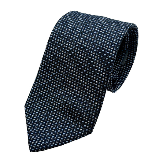 MC8440T-1 MAITRE CHEMISE ITALY Italian Mens Silk Mini Geometric Weave Neck Tie in Navy