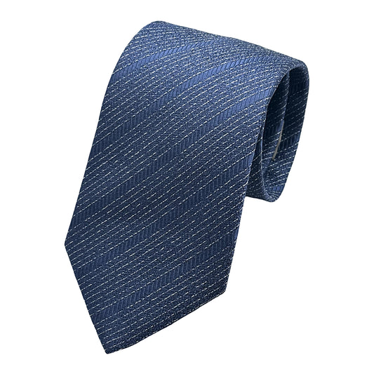 MC8480T-1 MAITRE CHEMISE ITALY Italian Mens Silk Textured Diagonal Striped Weave Neck Tie in Blue