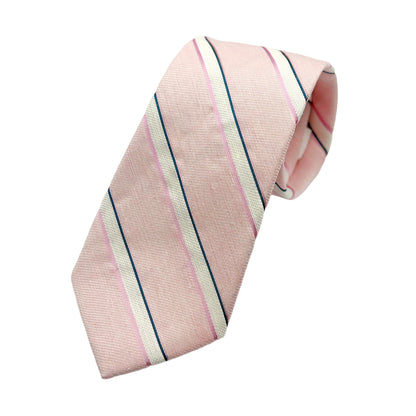 JAS9007T JAMES ADELIN Mens Luxury Silk/Linen Blend Neck Tie in Textured Slub Striped Weave Design