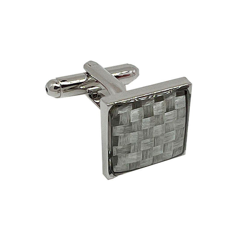 CU-31005 JAMES ADELIN Silver Square Silver Basket Weave Cuff Links