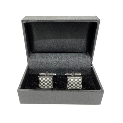 CU-31005 JAMES ADELIN Silver Square Silver Basket Weave Cuff Links