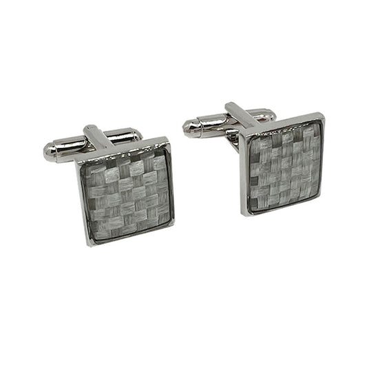 CU-31005 JAMES ADELIN Silver Square Silver Basket Weave Cuff Links