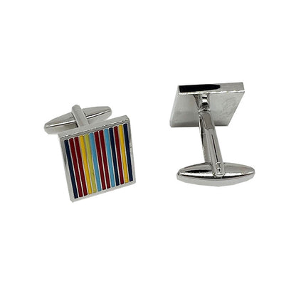 CU-31017 JAMES ADELIN Silver Square Striped Cuff Links