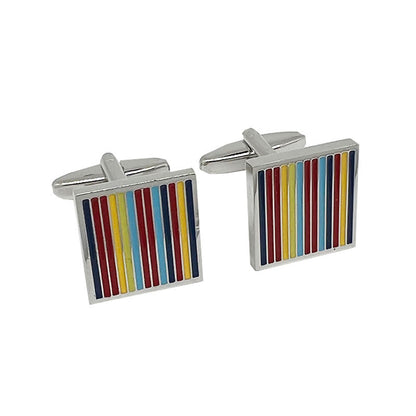 CU-31017 JAMES ADELIN Silver Square Striped Cuff Links