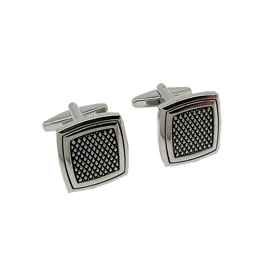 CU-31045 JAMES ADELIN Silver Square Grated Cuff Links