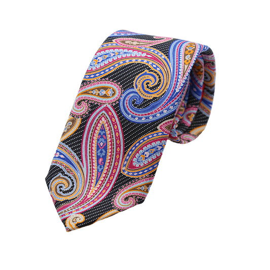 ITTC8T-1 TINO COSMA ITALY Mens Italian Pure Silk Printed Paisley Neck Tie in Multicolours