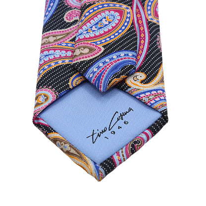 ITTC8T-1 TINO COSMA ITALY Mens Italian Pure Silk Printed Paisley Neck Tie in Multicolours