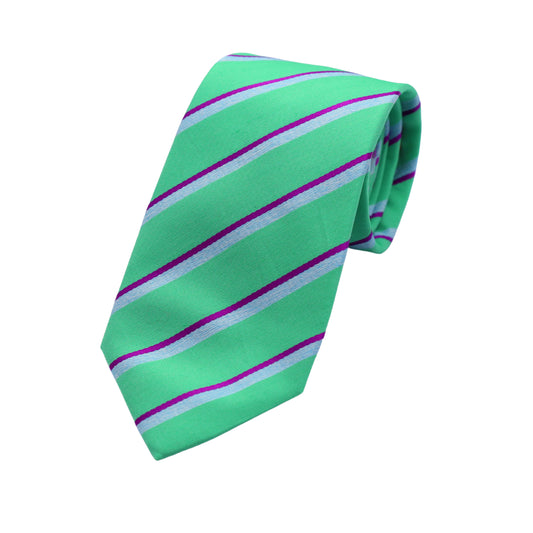 ITTC7T-1 TINO COSMA ITALY Mens Italian Pure Silk Striped Neck Tie in Green