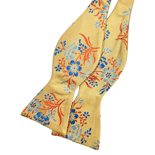 JAS231TYOB JAMES ADELIN Luxury Silk Floral Weave Self Tied (T.Y.O.) Bow Tie in Gold