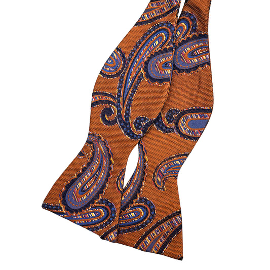 JAS230TYOB-1 JAMES ADELIN Luxury Silk Paisley Weave Self Tied (T.Y.O.) Bow Tie in Orange