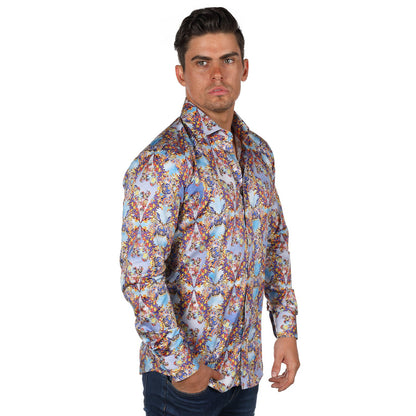 JF130 JIMMY FOX Psychedelic Print Slim Fit L/S Shirt