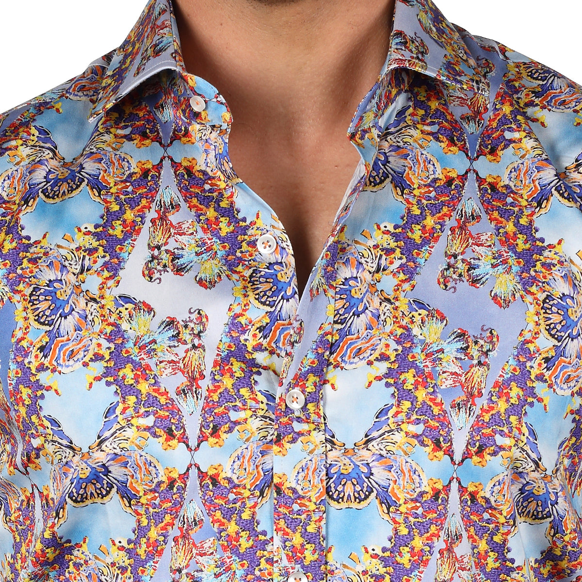 JF130 JIMMY FOX Psychedelic Print Slim Fit L/S Shirt