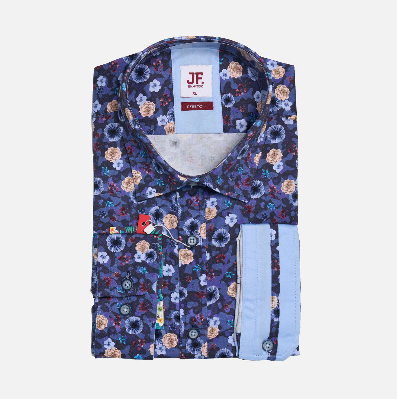 JF2304 JIMMY FOX Floral Print Tailored Fit Long Sleeve Shirt