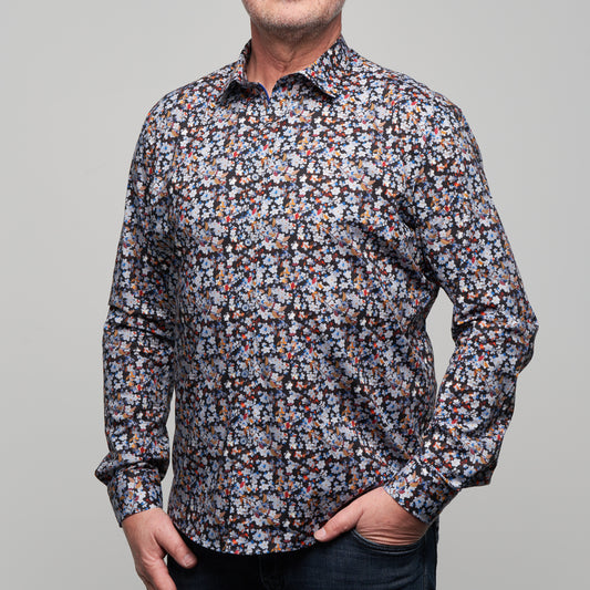 JF2318 JIMMY FOX Print Tailored Fit Long Sleeve Shirt