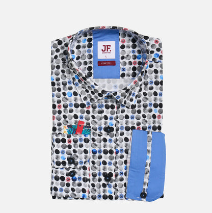 JF2319 JIMMY FOX Shaded Spotted Print Tailored Fit Long Sleeve Shirt