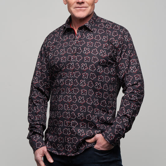 JF2320 JIMMY FOX Floral Print Tailored Fit Long Sleeve Shirt